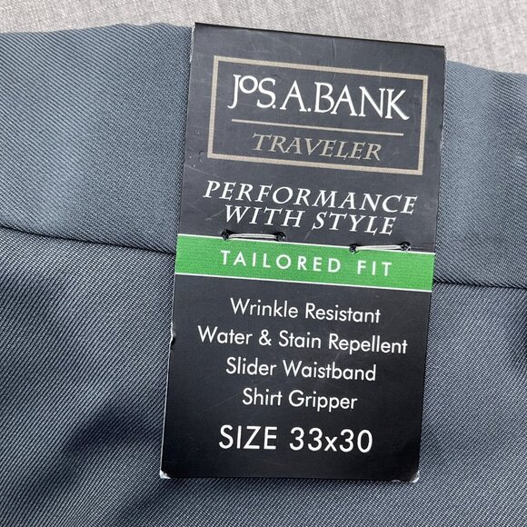 Jos A‎ Bank Pants Men 33Wx30L Gray Traveler Slide Waist Tailored Fit Dress NWT - Picture 13 of 15
